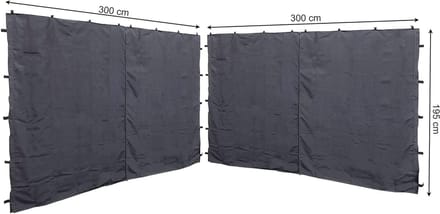 Zijwandset 2-delig voor paviljoens - antraciet - polyester