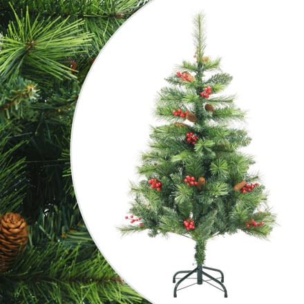 vidaXL - Kunstkerstboom - met - scharnieren - dennenappels - en - bessen - 150 - cm