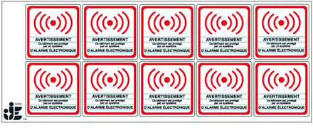 Système d'alarme électronique sticker | 5 x 5 cm - 10 stuks per vel
