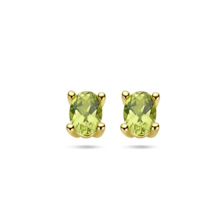 YO&NO - Oorknoppen - Peridot - Groen - 4 bij 6mm - Goud