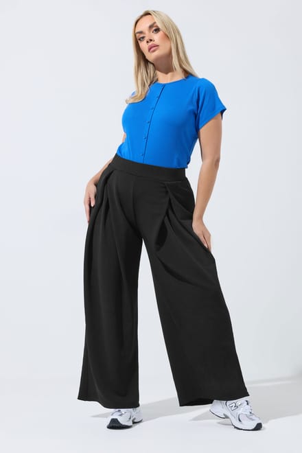 Limited Collection Zwarte Geplooide Broek Met Wijde Pijpen Size 48