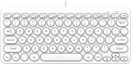 USB-desktop-/laptoptoetsenbord met bedrade, stille, ronde toetsen (wit)