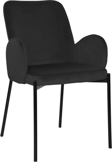 ExitoDesign GUSTO Serie - Eetkamerstoel - Zwarte Velvet - Met Armleuningen - Metalen Frame