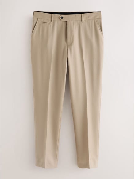 Next - Heren - Slim Fit - Signature - 100% Wollen broek met Motion Flex-tailleband - Naturel