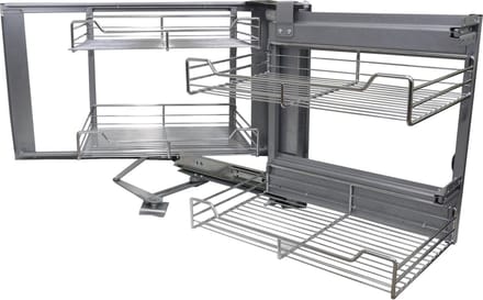 Uitschuiflades hoekunit - rvs - 90-100 cm - links