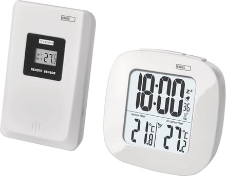 Digitale thermometer met buitensensor en radioklok - Binnen- en buitenthermometer met wekker