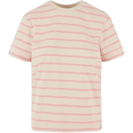 Urban Classics - Striped Boxy Dames T-shirt - L - Roze/Creme
