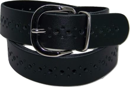 100% leer- 3 cm breed - Damesriem met gaatjes - Zwart - taillemaat 110 cm.