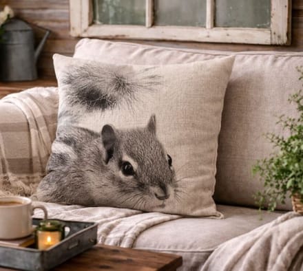 Canvas Monochrome Wildlife Collection Kussenhoes - Eekhoorn - 45x45 cm