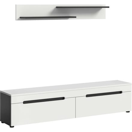 Canu Lowboard + Wandplank staand-hangend wit NB Basalt NB Abs. wit NB - 33x170x38cm
