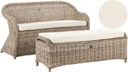 SUSUA - Tweezitsbank met ottomaan - Gebroken wit - 140 cm - Rotan