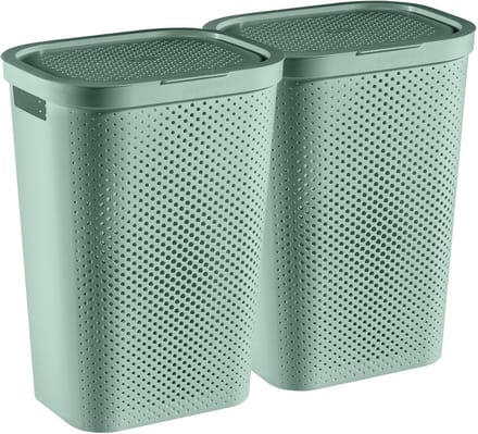 Curver Infinity Recycled Wasmand met deksel - 60L - 2 stuks - Groen