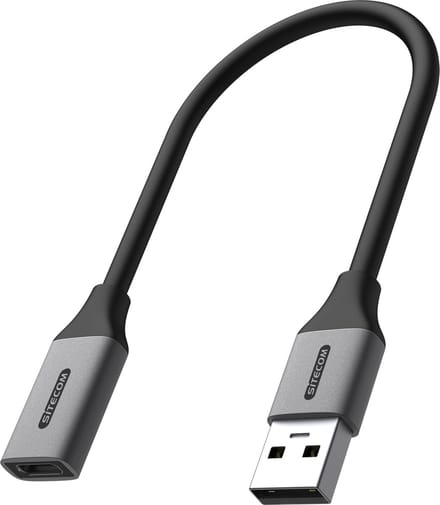 Sitecom AD-1013 USB-kabel 0,15 m USB A USB C Zwart, Grijs
