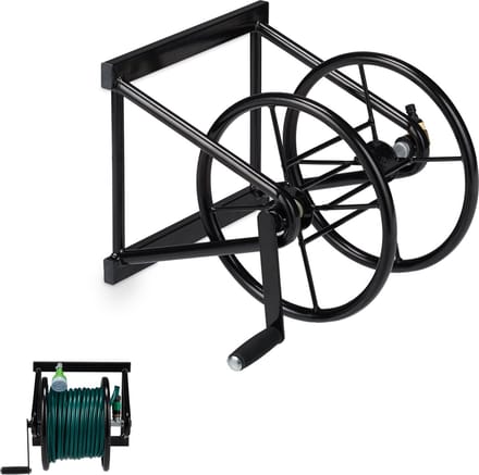 wandslanghouder metaal - staal - met zwengel - voor tuinslang tot 60 cm