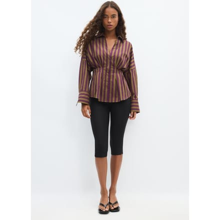 Stradivarius Popeline blouse met plooien  Kaki XS