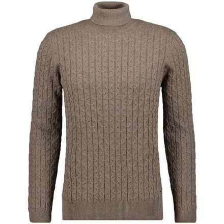 Ragman Trui Knitted Cable Design Rollneck Cotton Cashmere Camel / male