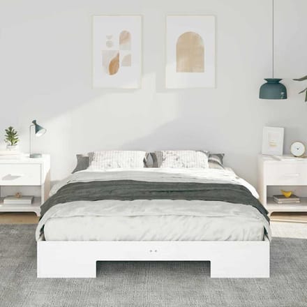 vidaXL - Bedframe - Wit - 150 - x - 200 - cm