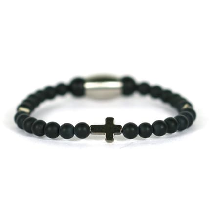 IbizaMen KIDS - pyrite kruis  matte onyx 4mm - 16cm