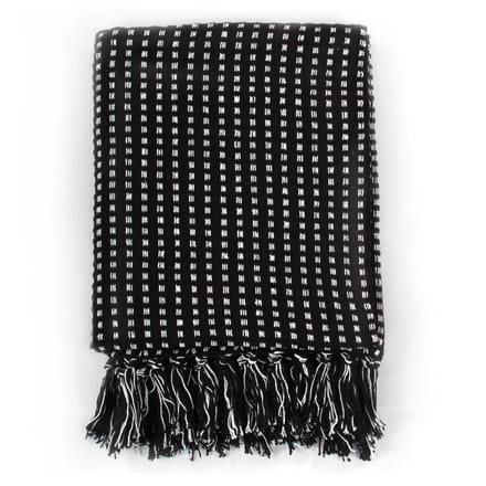 vidaXL - Plaid - vierkanten - 125x150 - cm - katoen - zwart