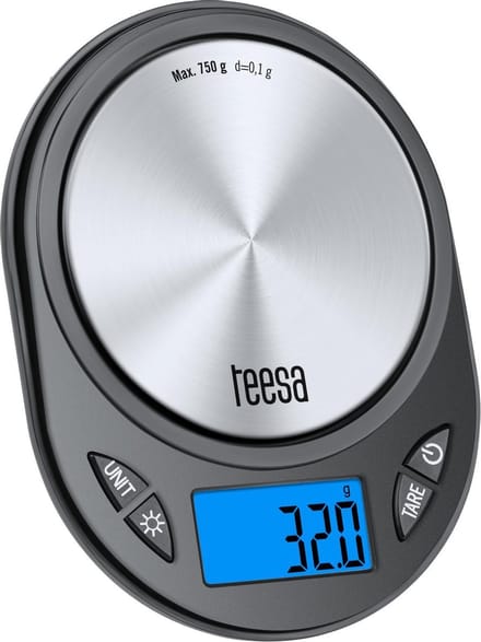 Teesa TSA0807 - Digitale precisieweegschaal, roestvrijstaal/ zwart
