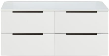 Seville Badmeubelset 120 cm - 4 Laden - Wastafelblad Wit Hoogglans Edge Greep