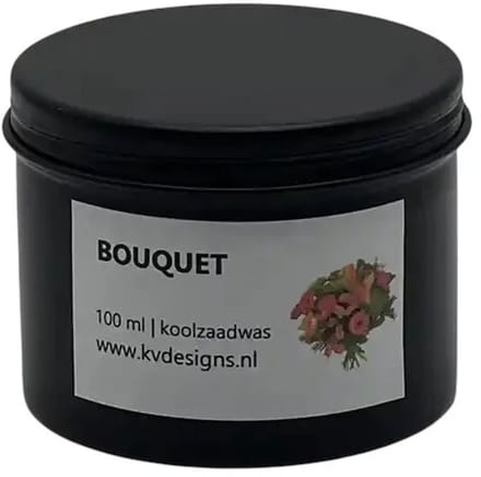 Geurkaars 100ml – Bouquet – Handgemaakt van Koolzaadwas – 40 branduren – KV DESIGNS