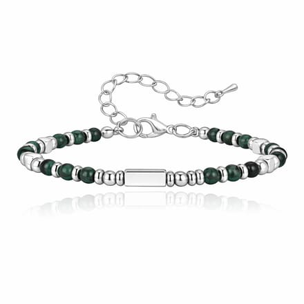LGT JWLS Stalen Kralenarmband Groen Met Balkje