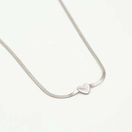 Bijoutheek Ketting Hart Slang Schakel Zilver