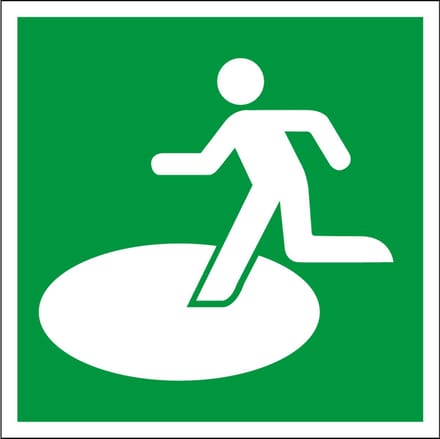 Toevluchtsoord bij natuurrampen sticker - ISO 7010 - E065 100 x 100 mm