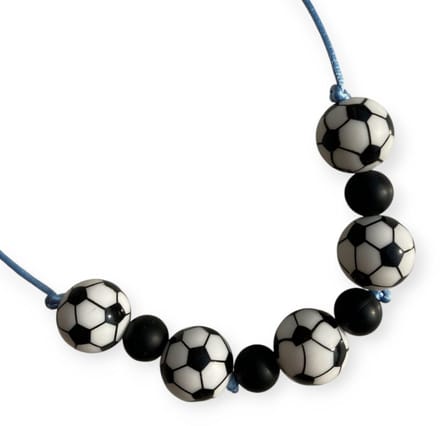 Kinderketting | Bijtketting | Voetbal | Zwart | Blauw | Vanaf 3 jaar!