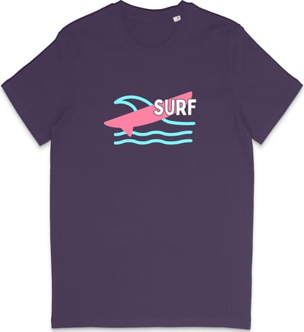 T Shirt Heren Dames - Surf - Grafische Print - Paars - L