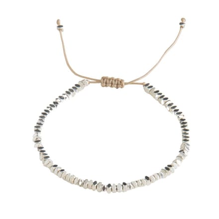 Marama - armband Silver - verstelbaar - zilverkleurige kralen - vegan
