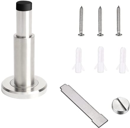 Dailygoods- Deurstopper Verstelbaar 7-10,8cm - Wandmontage - RVS - Rubber Buffer - Duurzaam - Geluiddempend - Wandstopper