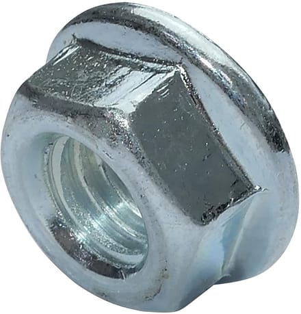 - 100 stuks zeskantmoeren met flens/tandsokkel M6 buitendiameter 13 mm - koolstofstaal - borgmoer zelfborgend - C49643