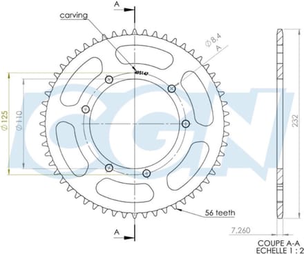 Couronne de transmission Afam pour Moto Sherco 50 SM R 2014 à 2017 Neuf