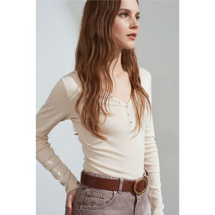 Slim Fit Katoenen Lange Mouwen Knopen Blouse