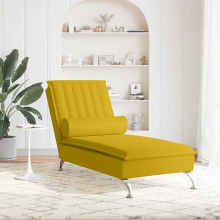 vidaXL - Massage - chaise - longue - met - bolster - fluweel - geel