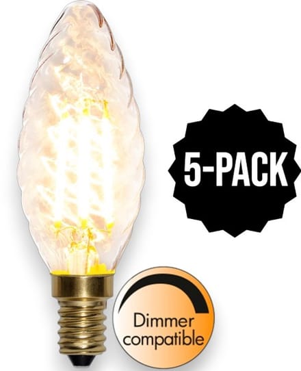 5-Pack | Kaarslamp - E14 - 4W - Super Warm Wit <2200K - Dimbaar - Filament - Helder