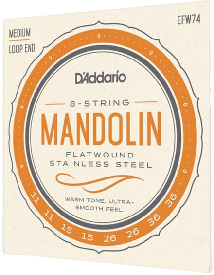 D'Addario EFW74 Flatwound Stainless Steel Medium 11-36 snaren voor mandoline