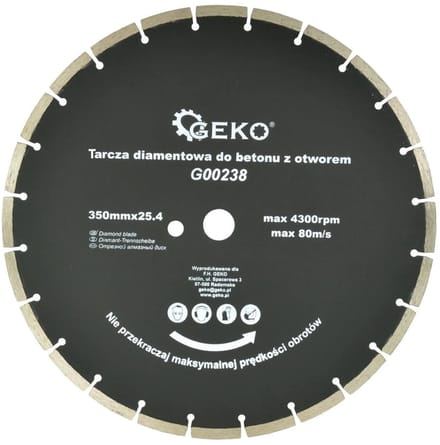 GEKO Diamantschijf - Gesegmenteerde Rand - 350 mm - Extra Gat - Voor Steen en Beton