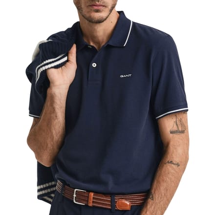Gant Tipping SS Pique Rugger Polo Heren - Maat S