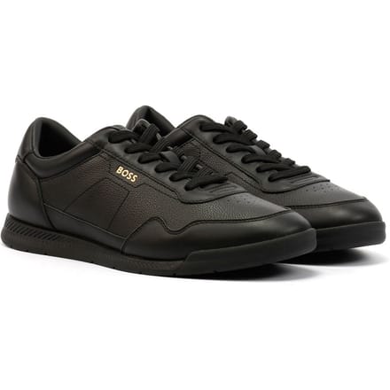 Boss Titanium Leren Heren Sneakers Zwart
