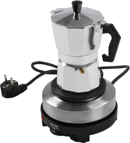 Elektrische Espressomaker Mokka Pot Aluminium voor 3 Kopjes - Wit
