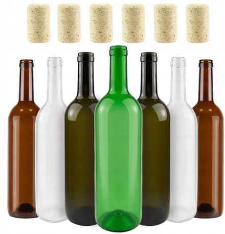 Bimberek - Wijnfles - 0,75L - Groen - Transparant - Met Kurk