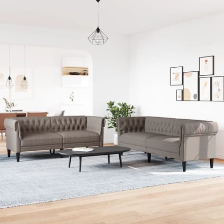 vidaXL - 2-delige - Loungeset - stof - taupe