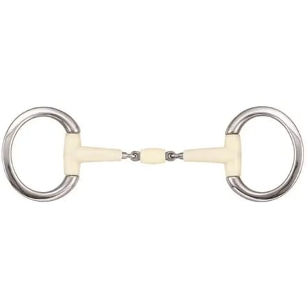 Dubbelgebroken olijfbit voor paarden + roller Soyo Happy mouth