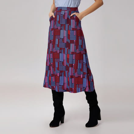 Trapeze midi-rok met grafische print