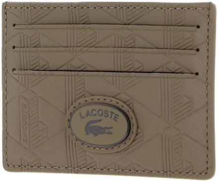 LACOSTE Leren Kaarthouder Nomogramme Cc Holder Viennois Taupe