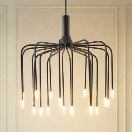 Lucande LED hanglamp Ariadne, Ø 57 cm, matzwart, 20-armig