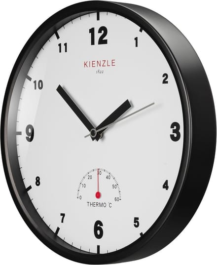 Buitenwandklok DCF met Thermometer en Stalen Frame, Ø 30 cm - Stil en Spatwaterdicht